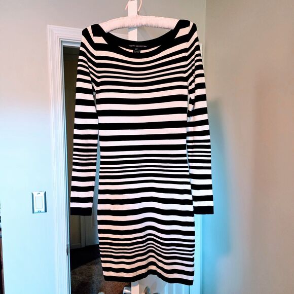 French Connection Knit Dress, Long Sleeve, Mini Dress, Boat Neck 6, Stretchy - Picture 1 of 7